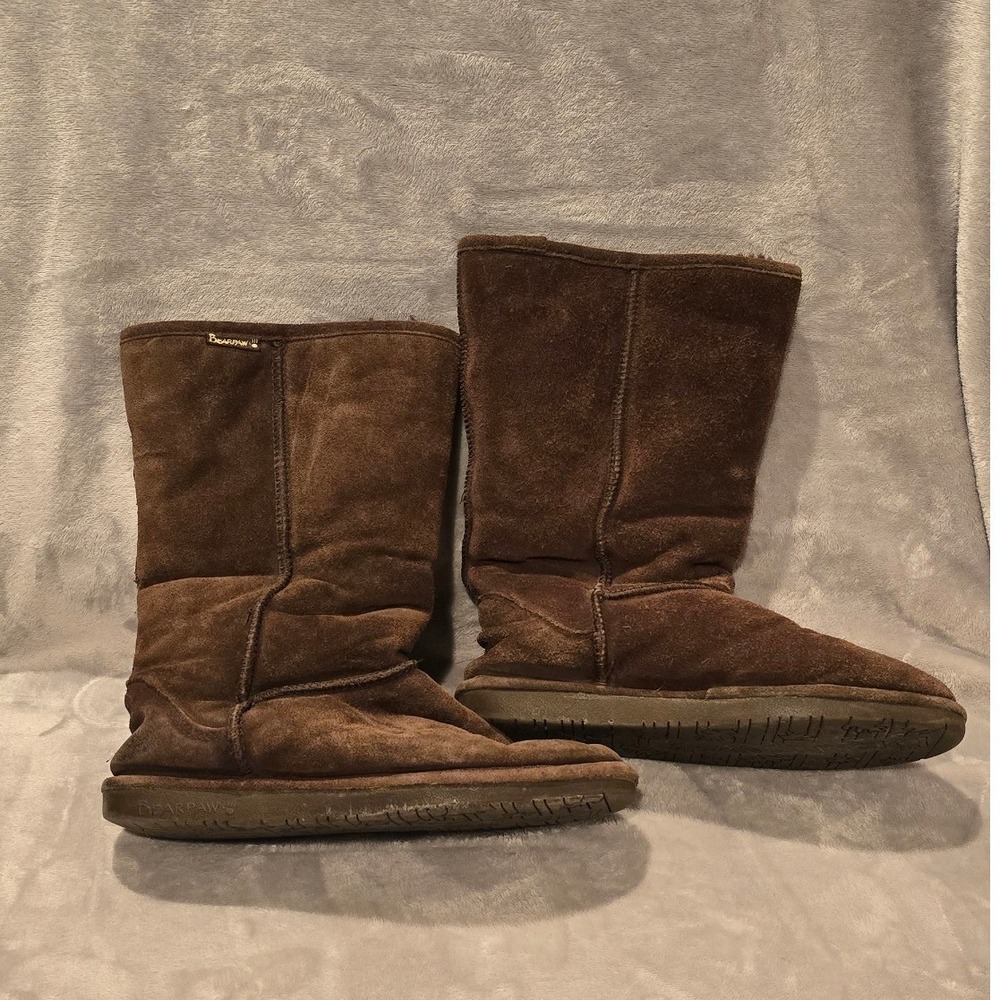 Bearpaw Womens Suede Sheepskin Lining Boots Chocolate Brown Mid-Calf 9